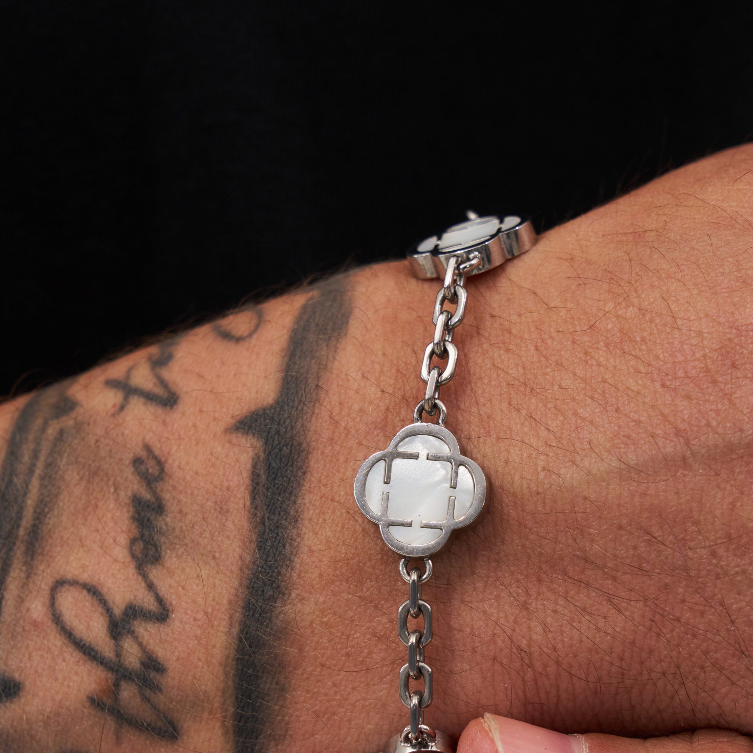 White Clover Stone Bracelet (Silver) - Image 6