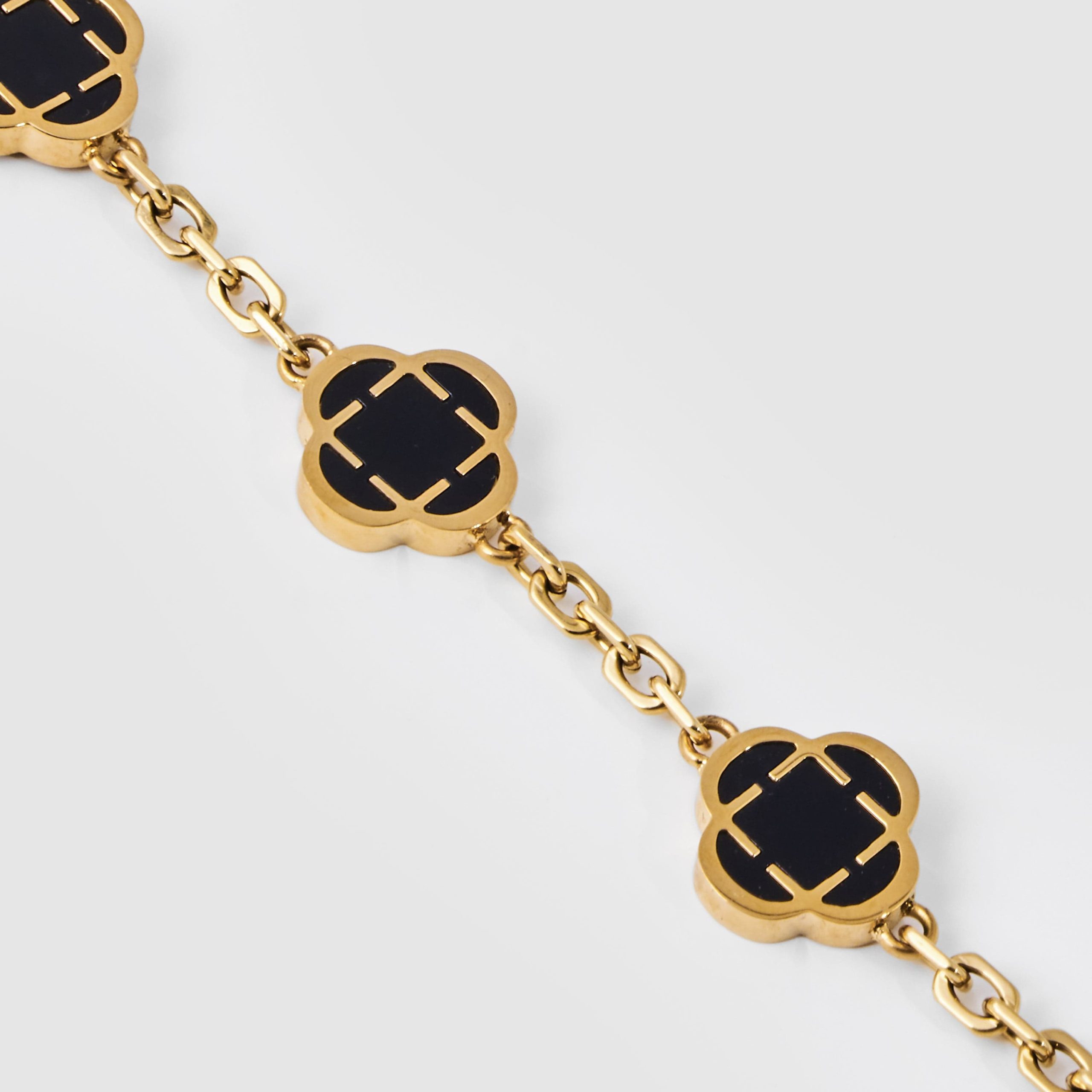 Onyx Clover Stone Bracelet (Gold) - Image 6
