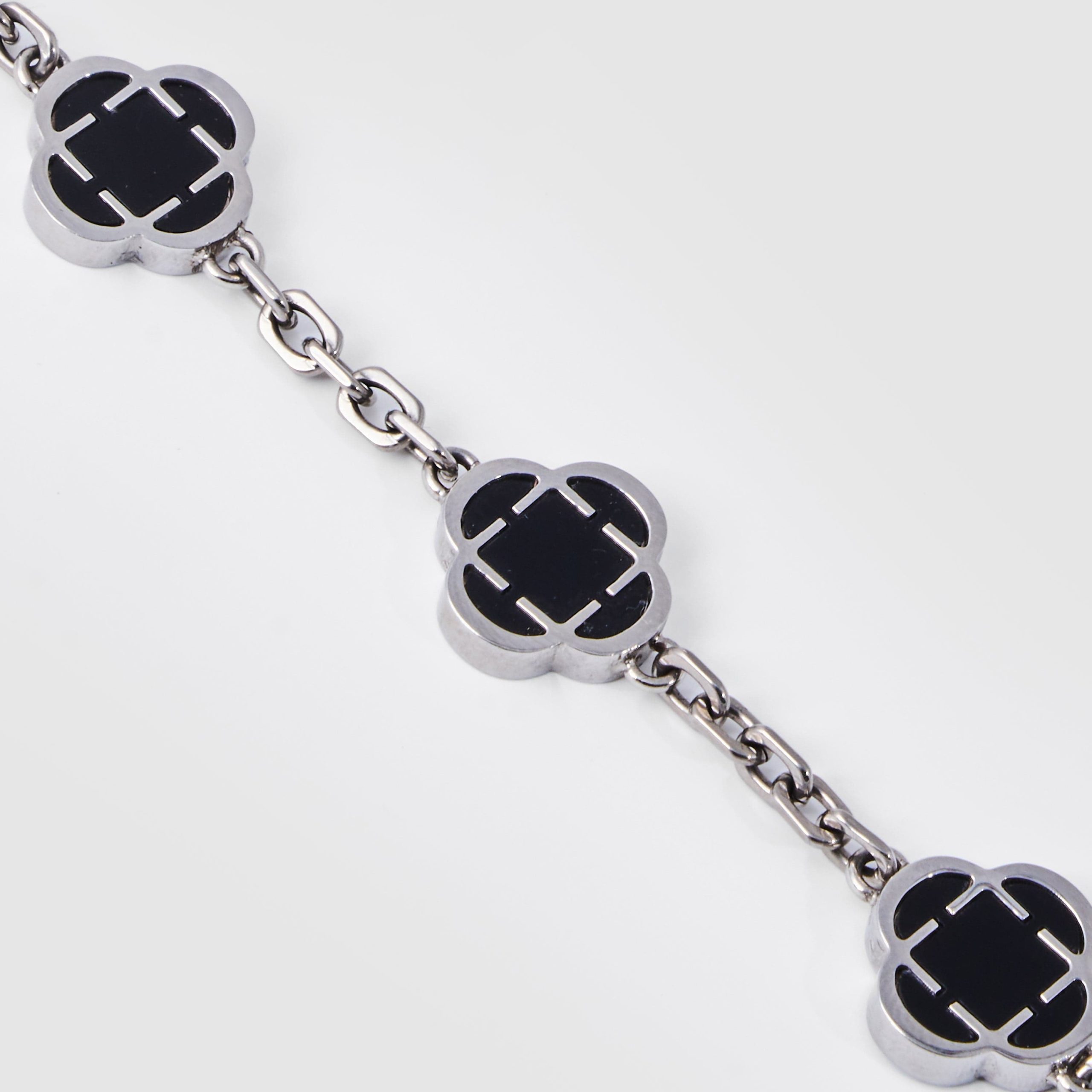 Onyx Clover Stone Bracelet (Silver) - Image 5