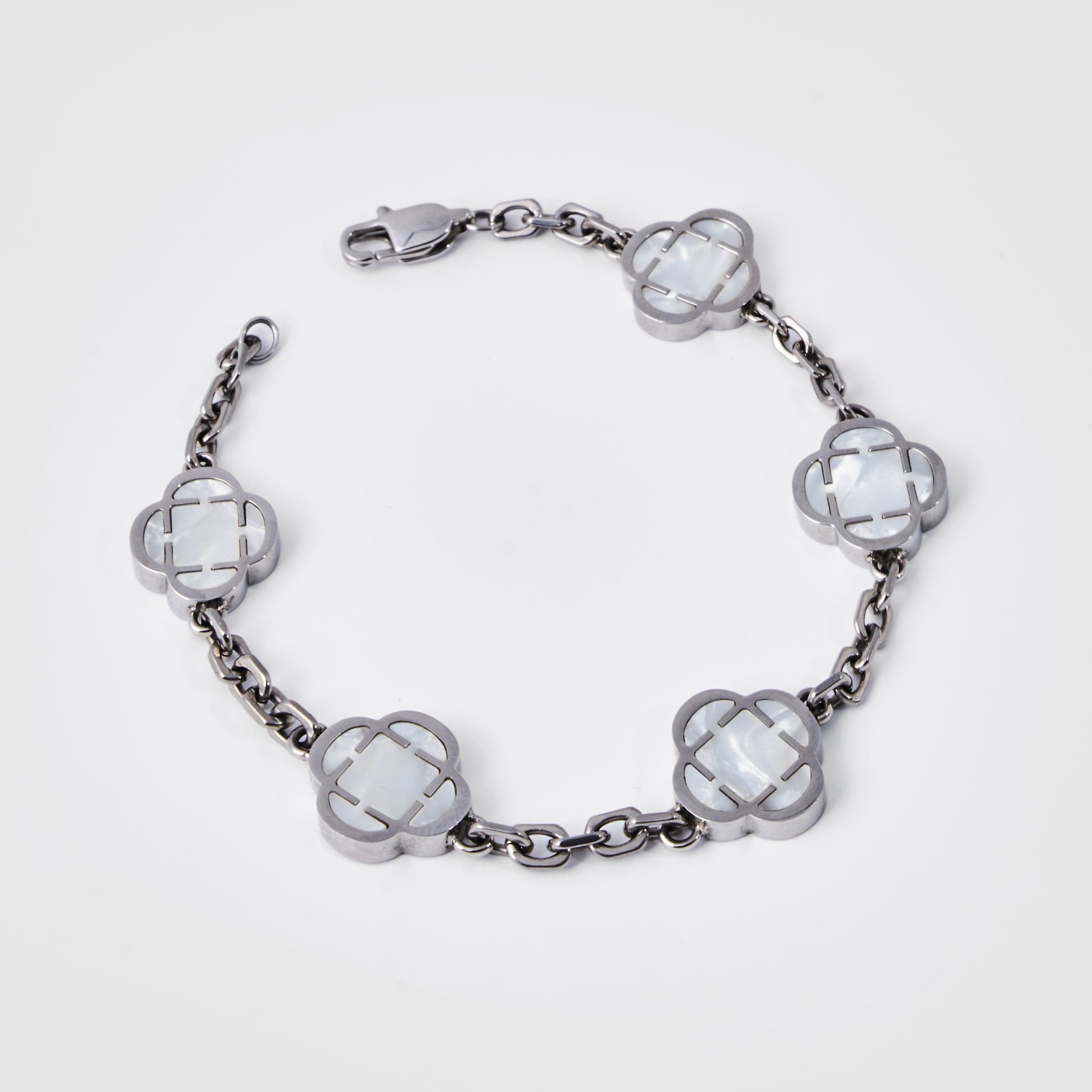 White Clover Stone Bracelet (Silver) - Image 5