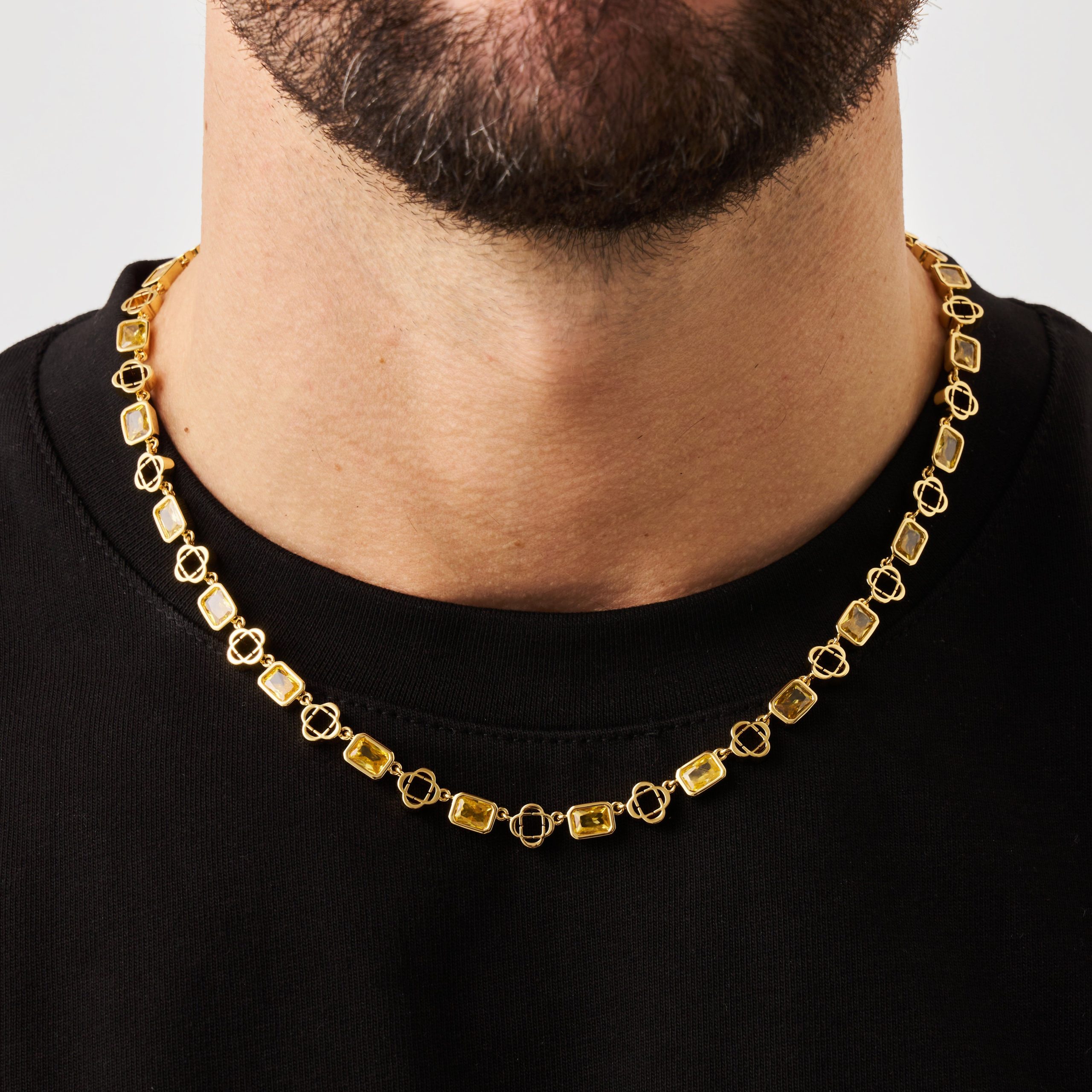 Yellow Gemstone Clover Necklace (Gold) - Image 2