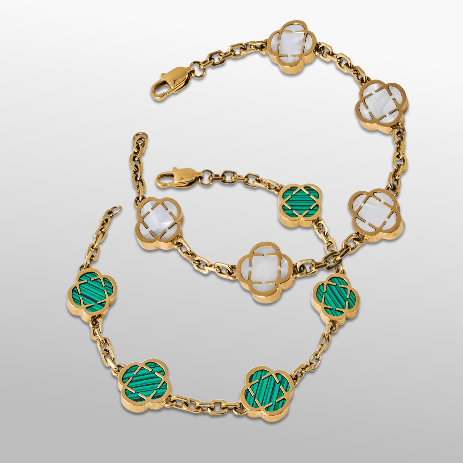 Clover Stone Bracelet Set (Gold) - Image 3