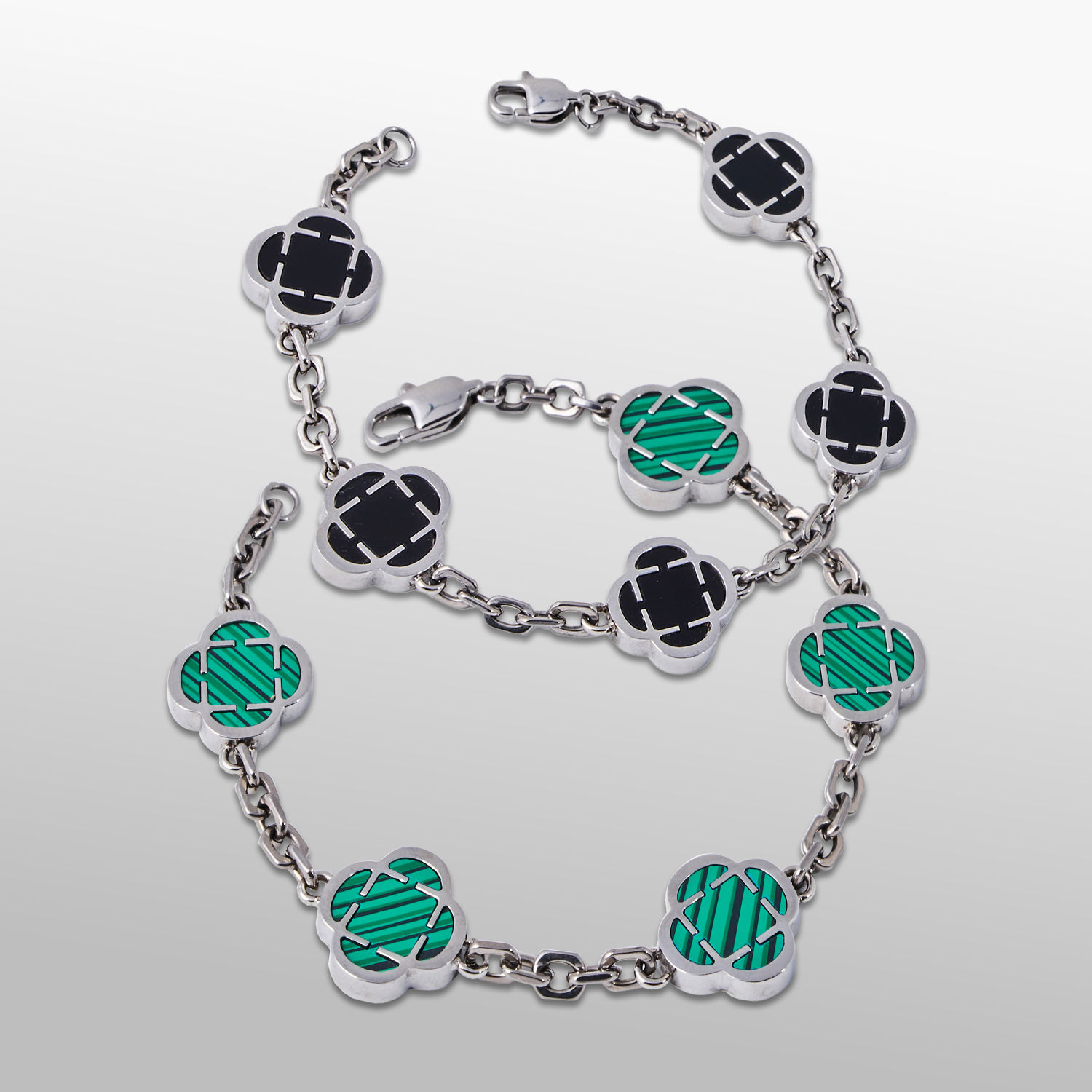 Clover Stone Bracelet Set (Silver) - Image 2