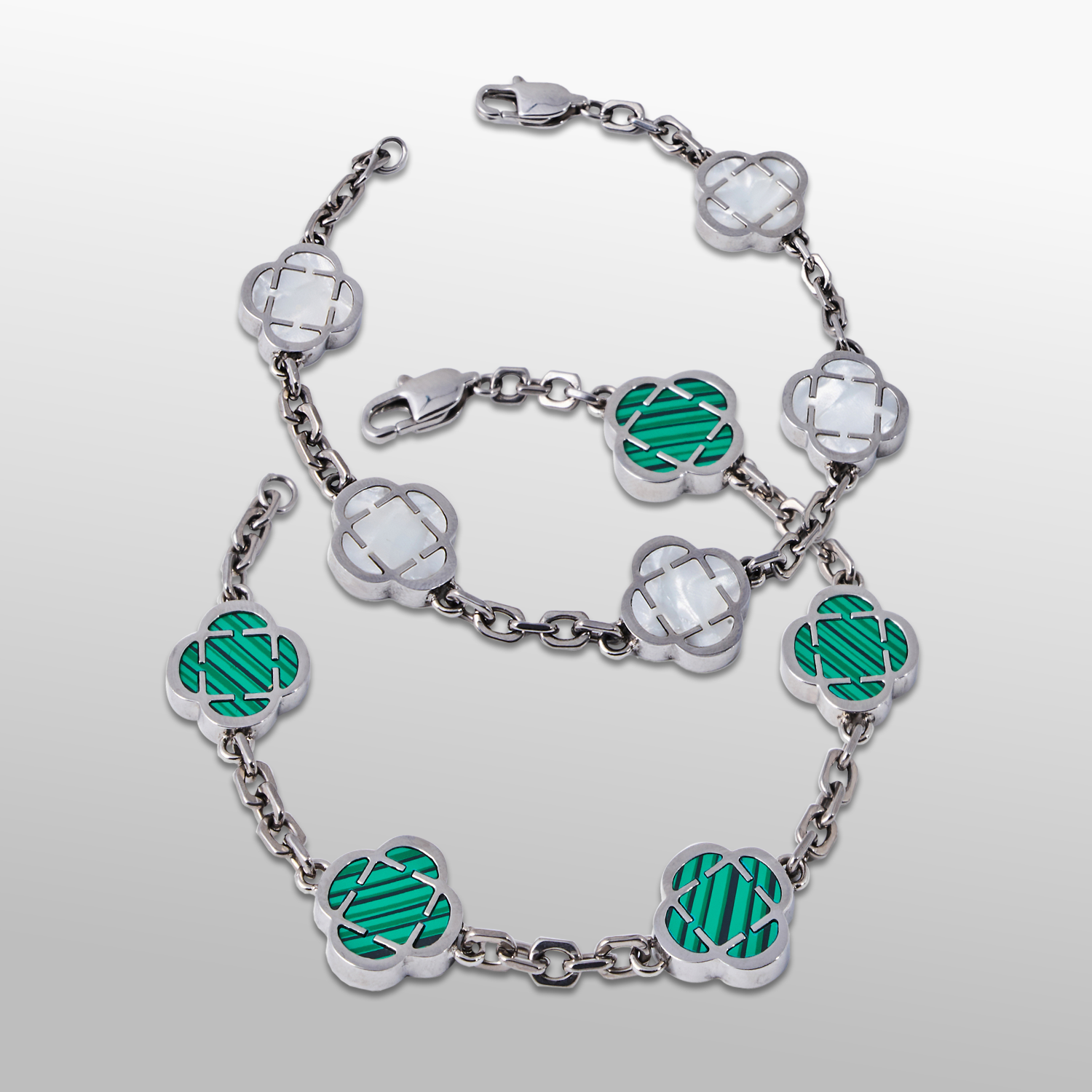 Clover Stone Bracelet Set (Silver) - Image 3