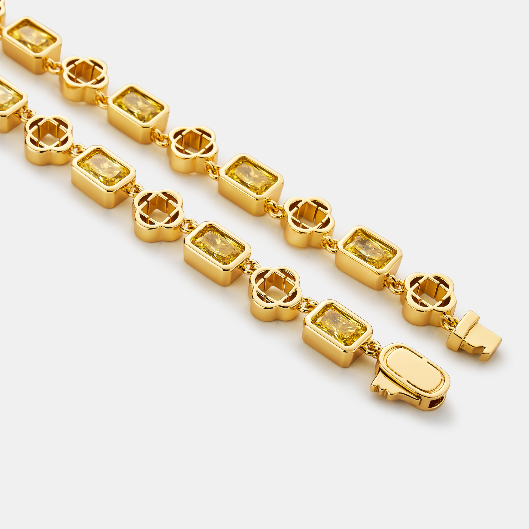 Yellow Gemstone Clover Necklace (Gold) - Image 8